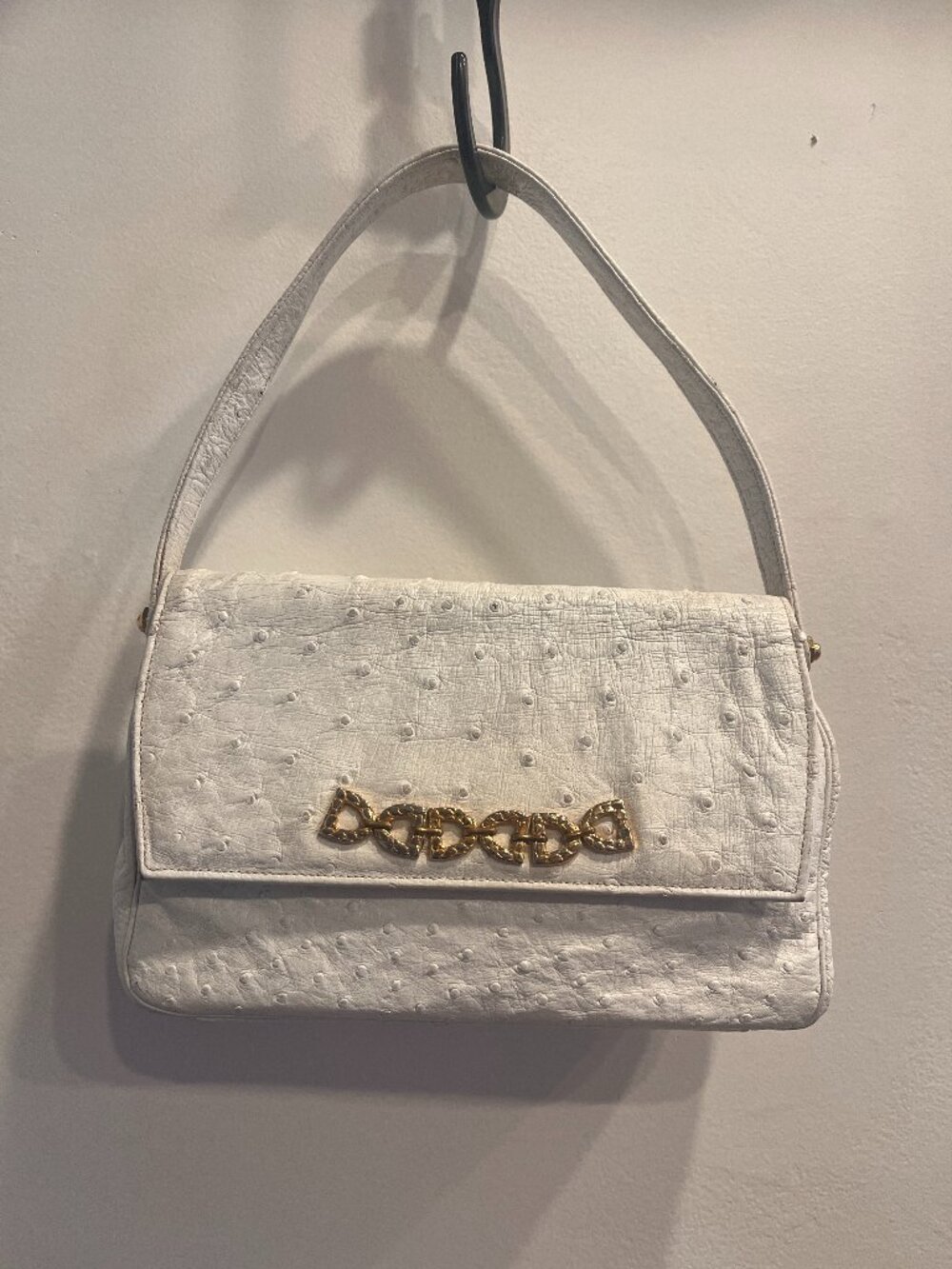 Vintage Sacha White Ostrich Handbag made in France c1960s